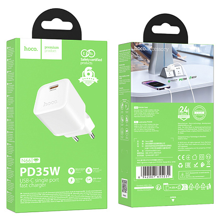 Сетевое зарядное устройство, 1 PD 35W (N66), HOCO, цвет белый