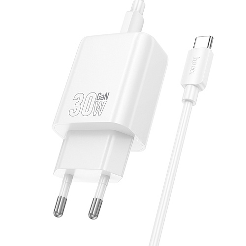 Сетевое зарядное устройство, 1 PD 30W (N62), HOCO, Type-C to Type-C, белый