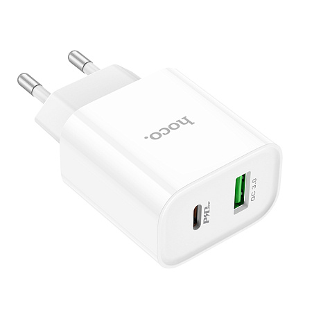 Сетевое зарядное устройство, 1 PD 20W + 1 USB 3.0 QC (C80A Plus), HOCO, белый