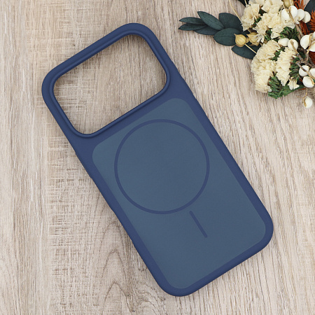Чехол-накладка для iPhone 17 Pro, Silicon Case, магнитный (MagSafe), с дизайном, без лого, X-CASE, синий