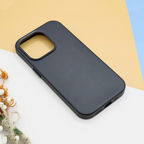 Чехол-накладка для iPhone 14 Pro, экокожа, магнитный (MagSafe), черный