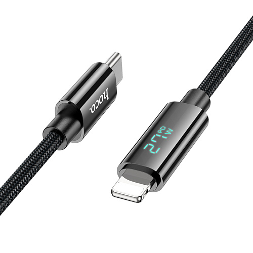 Кабель Lightning to Type-C (PD) с дисплеем, HOCO, U125, 1.2м, черный