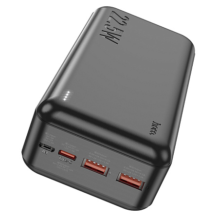 Универсальный Доп. Аккумулятор 30000mAh, J101B, HOCO, выход: 2 USB (22.5W)+1 PD (20W), черный