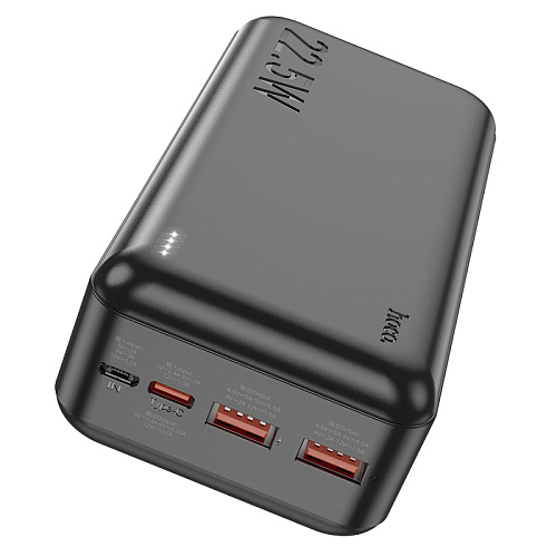 Универсальный Доп. Аккумулятор 30000mAh, J101B, HOCO, выход: 2 USB (22.5W)+1 PD (20W), черный