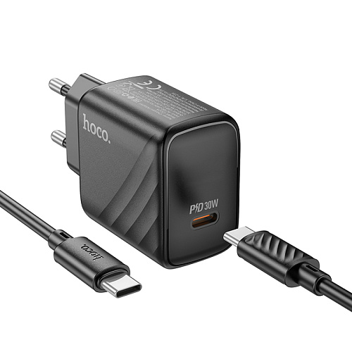 Сетевое зарядное устройство, 1 PD 30W (CS22A), HOCO, Type-C to Type-C, черный