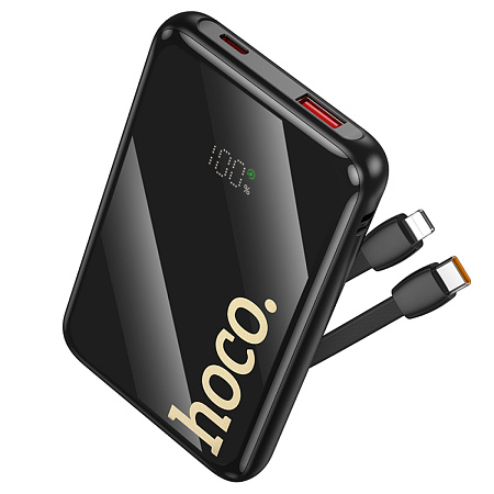 Универсальный Доп. Аккумулятор 10000mAh, Q37, HOCO, 1 USB (22.5W)+1 PD (20W)+Type-C+Lighting, черный