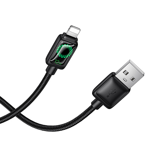 USB дата кабель Lightning, HOCO, U146, 1.2 метра, с дисплеем, цвет черный