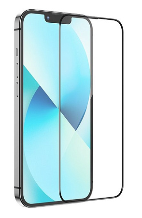 Защитное стекло на iPhone 13 Pro Max/14 Plus (6.7), с сеточкой для динамика, черное, X-CASE