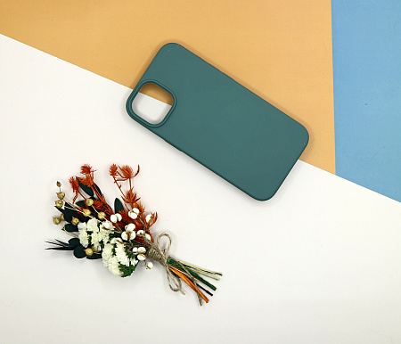 Чехол-накладка для iPhone 14, Silicon Case, без лого, зеленый лес