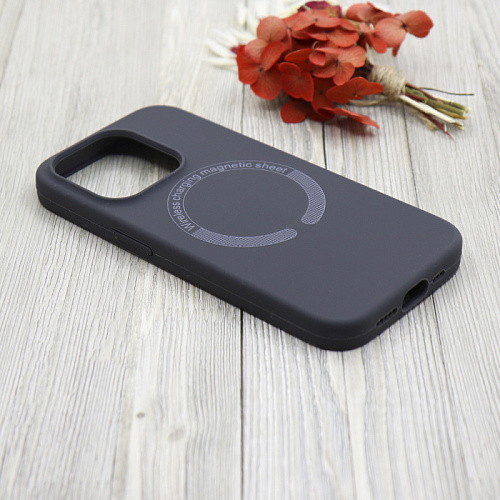 Чехол-накладка для iPhone 15 Pro, Silicon Case, магнитный (MagSafe), без лого, X-CASE, угольно-серый