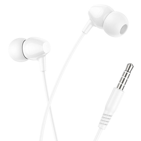 Проводные наушники M94, Universal earphones with microphone, HOCO, вакуумные, белые