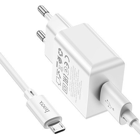 Сетевое зарядное устройство, 1 USB 2.1A (C106A), HOCO, Micro, белый