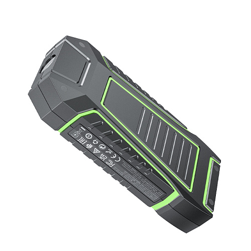 Универсальный Доп. Аккумулятор 10000mAh, QS1, HOCO, 12V(запуск двигателя авто)+2USB (5V/2A)+ фонарик, черный
