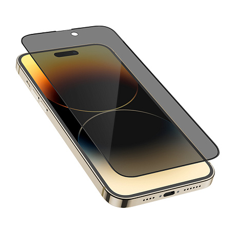 Защитное стекло на iPhone 15/16, Privacy, черное, X-CASE