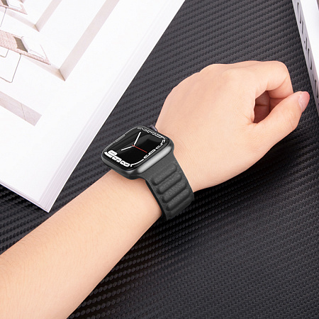 Ремешок на руку для Apple Watch 44/45/46/49 мм, HOCO, WA23, под кожу магнитный, черный