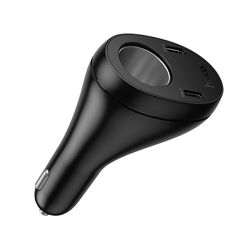 Разветвитель прикуривателя на 2 PD +1 USB +1 прикуриватель, Z61, с дисплеем, черный