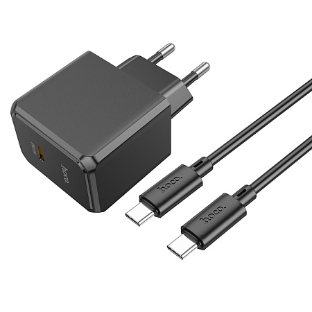 Сетевое зарядное устройство, 1 PD 20W (CS13A), HOCO, Type-C to Type-C, черный