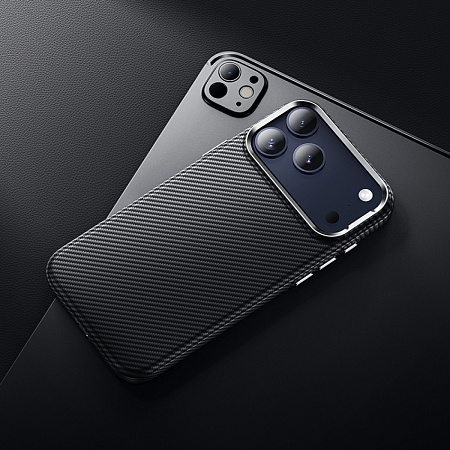 Чехол для iPhone 17 Pro Max, карбон, Магнитный (MagSafe), AS13, HOCO, черный