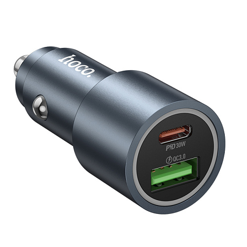 Автомобильное зарядное устройство, 1 USB QC3.0 18W, 1 PD 30W (Z60), HOCO, серый