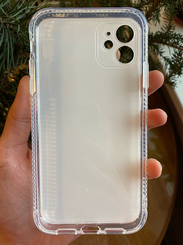 Чехол силиконовый для iPhone 11 (6.1), переливающийся, X-CASE, голубой с фиолетовым