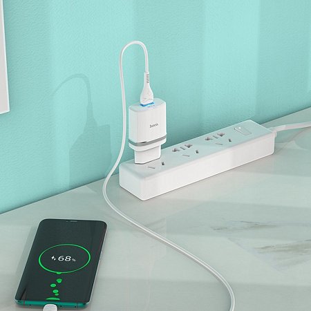 Сетевое зарядное устройство, 1 USB 3.0A (C12Q), HOCO, Type-C, белый