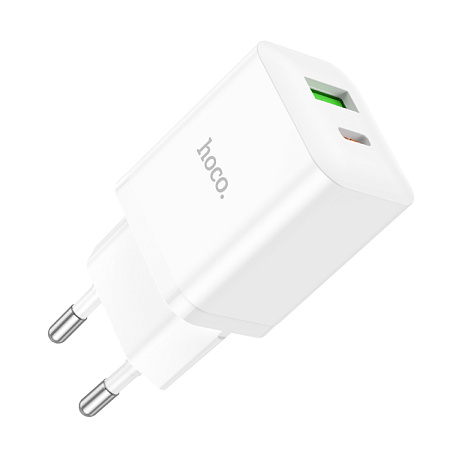 Сетевое зарядное устройство, 1 PD 18W + 1 USB 3.0 QC (N28), HOCO, белый