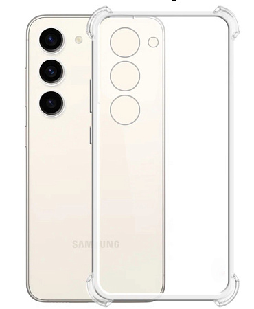 Чехол силиконовый для Samsung Galaxy S23 Plus, усиленные края, с защитой камеры, X-CASE, прозрачный
