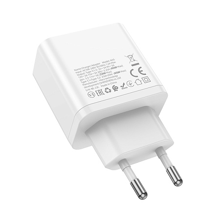 Сетевое зарядное устройство, 2 PD 45W (N35), HOCO, белый