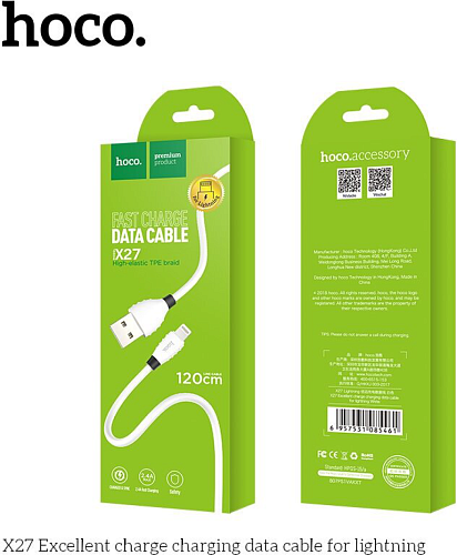 USB дата кабель Lightning, HOCO, X27, 1.2m, белый