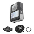 Силиконовый чехол для экшн камеры DJI Osmo 360, PULUZ, съемная защита объектива, с шнурком и карабином черный
