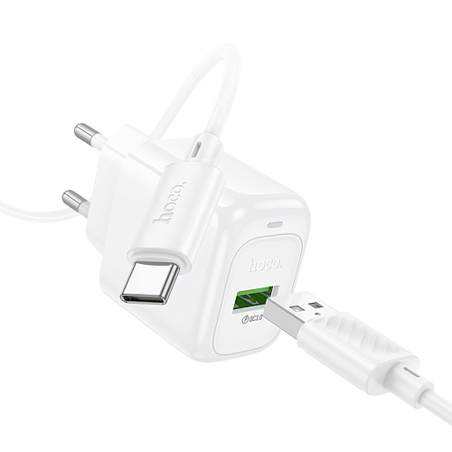 Сетевое зарядное устройство, 1 USB 3.0 QC (CS52A), HOCO, Type-C, белый