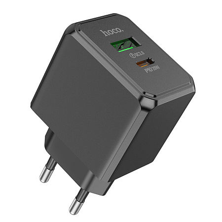 Сетевое зарядное устройство, 1 PD 20W + 1 USB 3.0 QC (CS14A), HOCO, черный