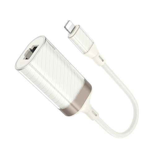Переходник с lightning на RJ45, UA41A, HOCO, сеть: 10/100Mbps, цвет белый
