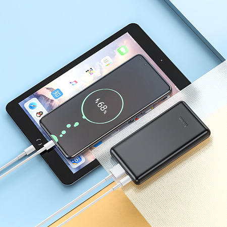 Универсальный Доп. Аккумулятор 10000mAh, Q7, HOCO, выход 1 USB (18W), 1 PD (20W), вход Type-C, черный