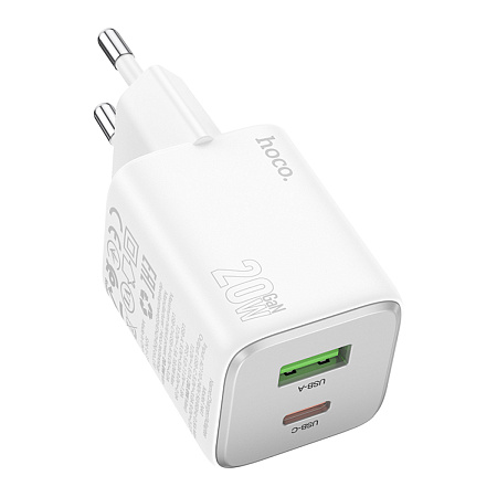 Сетевое зарядное устройство, 1 PD 20W + 1 USB 3.0 QC (N41), HOCO, белый