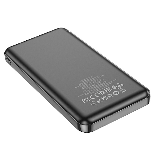 Универсальный Доп. Аккумулятор 10000mAh, J100, HOCO, выход: 2 USB (5V/2A), черный