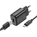 Сетевое зарядное устройство, 1 USB 2.4A (C134A), HOCO, Micro, черный