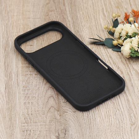 Чехол-накладка для iPhone 17 Air, Silicon Case, магнитный (MagSafe), с дизайном, без лого, X-CASE, черный