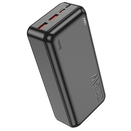 Универсальный Доп. Аккумулятор 30000mAh, J101B, HOCO, выход: 2 USB (22.5W)+1 PD (20W), черный