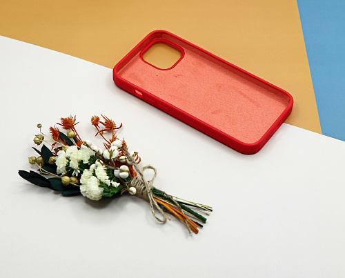 Чехол - накладка для iPhone 13 Mini, Silicon Case, без лого, красный