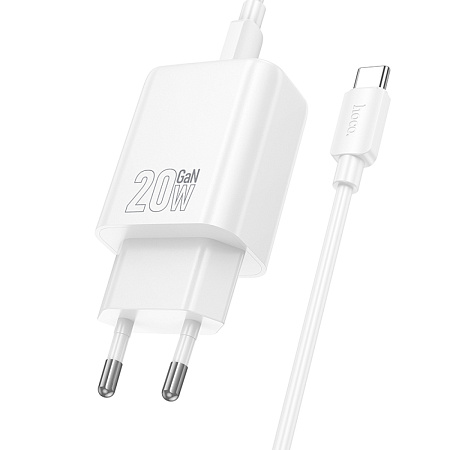 Сетевое зарядное устройство, 1 PD 20W (N60), HOCO, Type-C to Type-C, белый