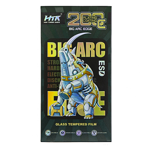 Защитное стекло на iPhone 13/13 Pro/14/16e (6.1), носорог, с сеточкой для динамика, черное, X-CASE