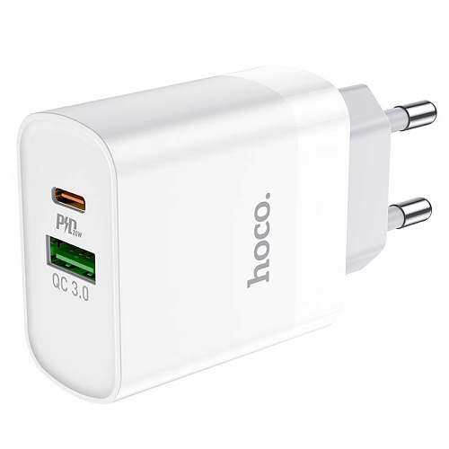 Сетевое зарядное устройство, 1 PD 20W + 1 USB 3.0 QC (C80A), HOCO, белый