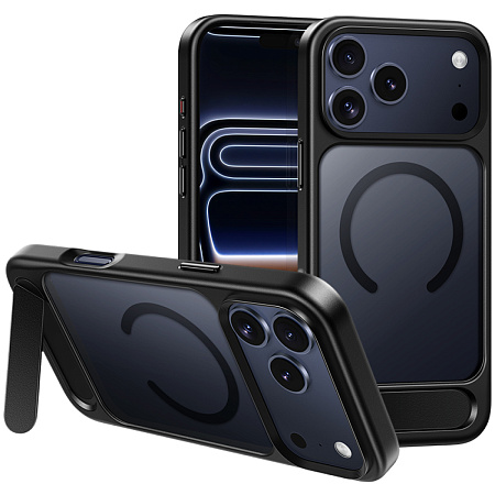 Чехол для iPhone 17 Pro Max, TPU+PC 1.7 мм, Магнитный (MagSafe), с подставкой, AS12, HOCO, прозрачный