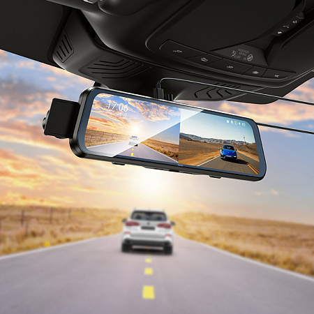 Видеорегистратор DV16, HOCO, зеркало заднего вида, камера заднего вида, черный