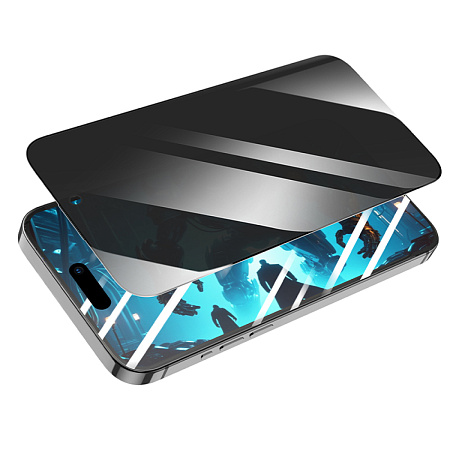 Защитное стекло для iPhone 15/16, G777 Plus, HOCO, anti-static, антишпион, черное