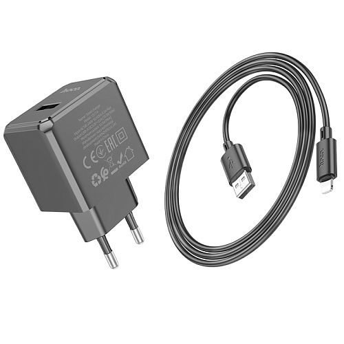 Сетевое зарядное устройство, 1 USB 2.1A (CS11A), HOCO, Lightning, черный