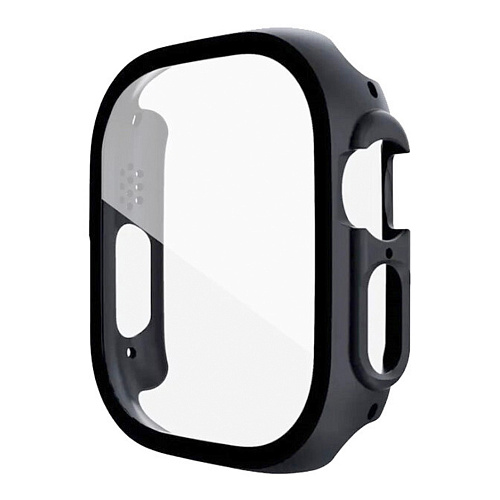 Защитное стекло с чехлом для Apple Watch 49mm, ударопрочный, цвет черный