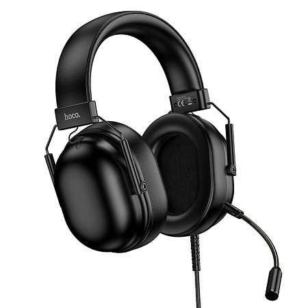 Проводные наушники W113, HOCO, подключение USB-A, игровый с микрофоном, черный