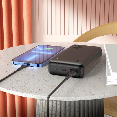 Универсальный Доп. Аккумулятор 20000mAh, J87A, HOCO, выход 1 USB (18W), 1 PD (20W), вход Micro/Type-C, черный